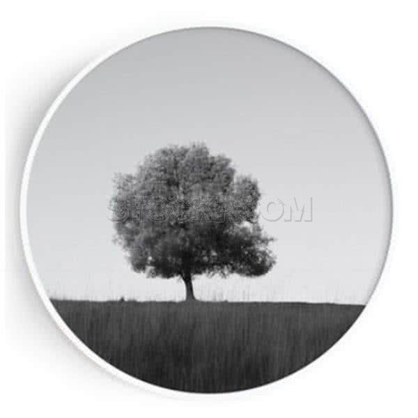 Stockroom Artworks - Circle Canvas Wall Art - Monochrome Single Tree - More Sizes