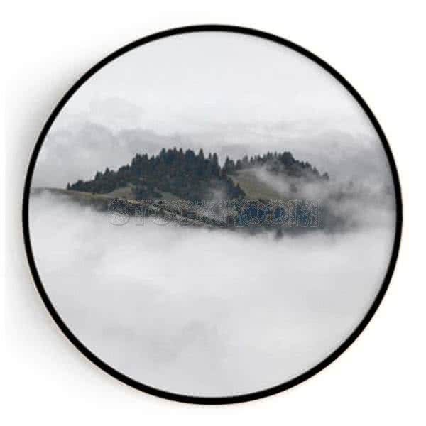 Stockroom Artworks - Circle Canvas Wall Art - Foggy Landscape - More Sizes
