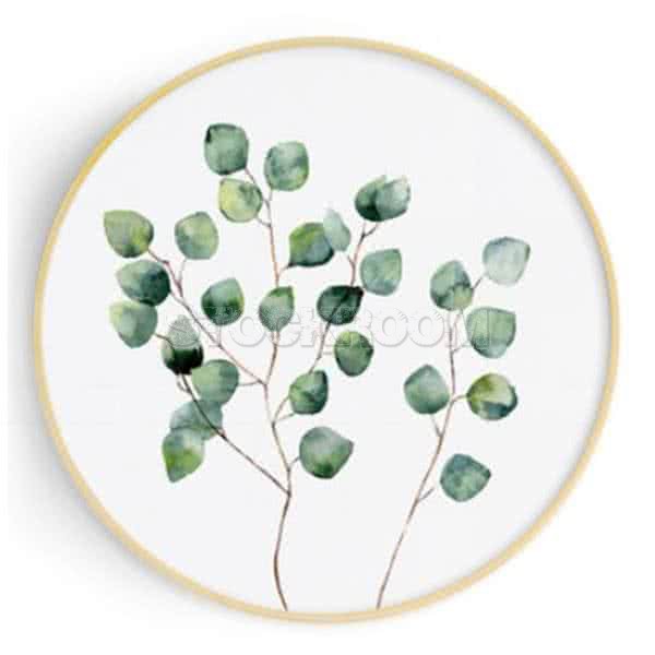 Stockroom Artworks - Circle Canvas Wall Art - Watercolor Double Plants - More Sizes