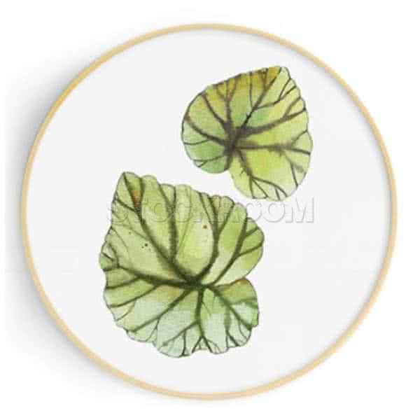 Stockroom Artworks - Circle Canvas Wall Art - Watercolor Cordate Leaves - More Sizes
