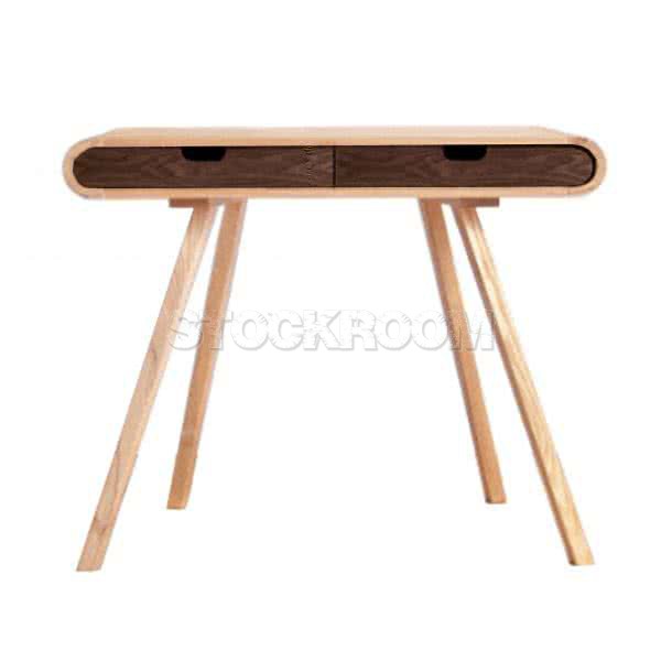 Lucille Petite Contemporary Compact Desk - Oak with Walnut Accent