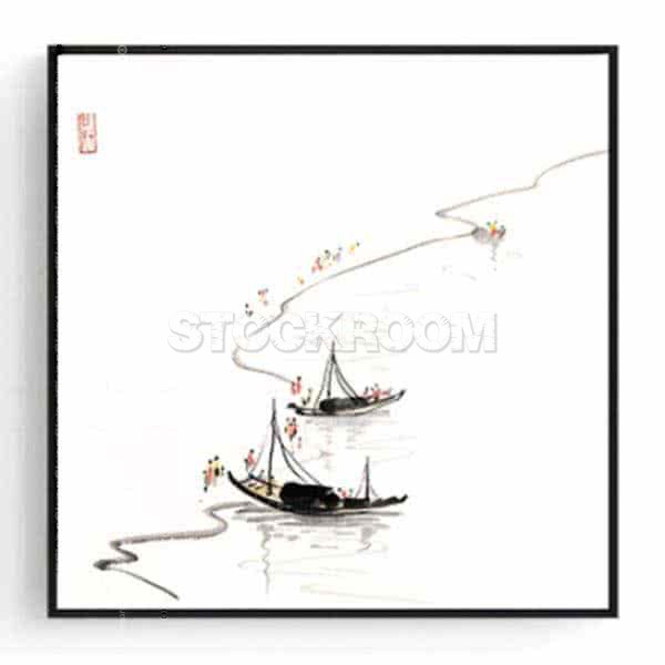 Stockroom Artworks - Square Canvas Wall Art - Double Boats - More Sizes