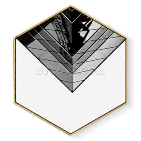 Stockroom Artworks - Hexagon Canvas Wall Art - Monochrome Building Corner - More Sizes