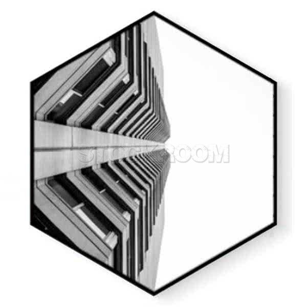 Stockroom Artworks - Hexagon Canvas Wall Art - Monochrome Building - More Sizes
