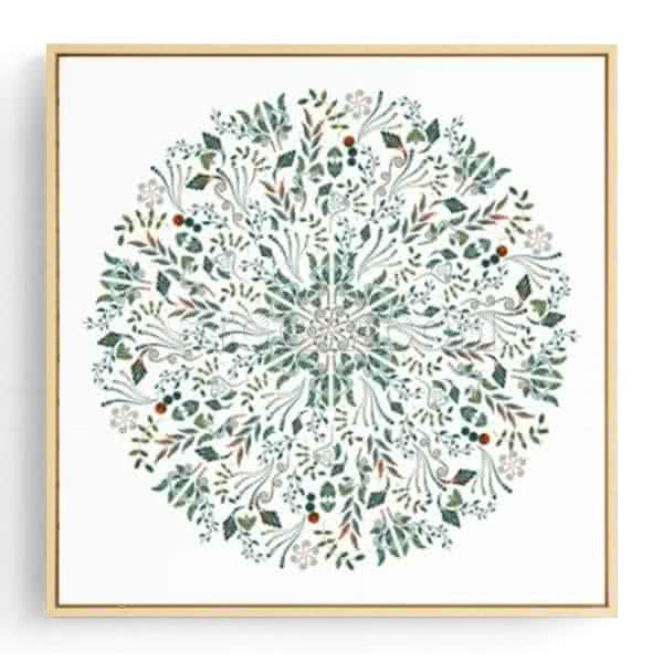 Stockroom Artworks - Square Canvas Wall Art - Basil Floral Mosaic - More Sizes