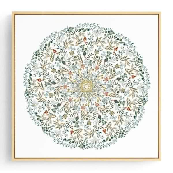 Stockroom Artworks - Square Canvas Wall Art - Pine Floral Mosaic - More Sizes