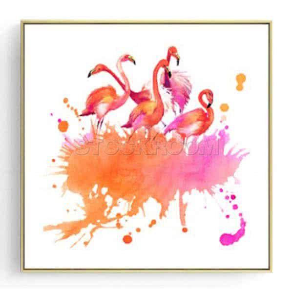 Stockroom Artworks - Square Canvas Wall Art - Flamingos - More Sizes