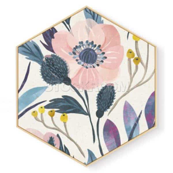 Stockroom Artworks - Hexagon Canvas Wall Art - Lotus - More Sizes