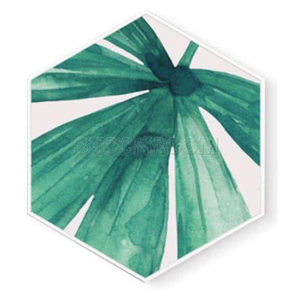 Stockroom Artworks - Hexagon Canvas Wall Art - Watercolor Spreading Leaf - More Sizes