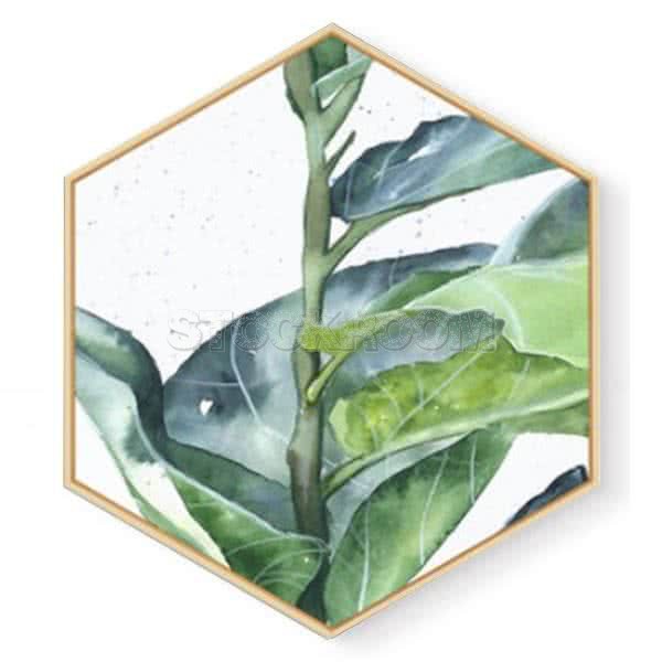 Stockroom Artworks - Hexagon Canvas Wall Art - Watercolor Botanical - More Sizes