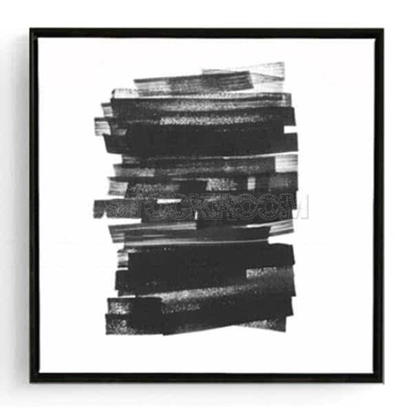 Stockroom Artworks - Square Canvas Wall Art - Horizontal Lines - Black Frame - More Sizes