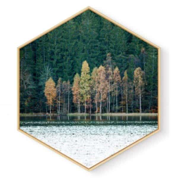 Stockroom Artworks - Hexagon Canvas Wall Art - Lakeside - More Sizes