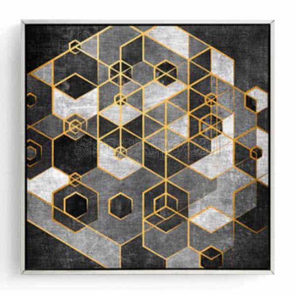 Stockroom Artworks - Square Canvas Wall Art - Hexagonal Gray - More Sizes