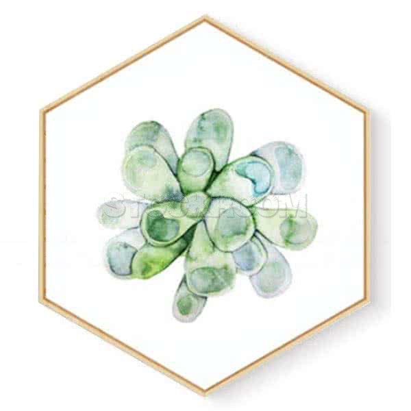 Stockroom Artworks - Hexagon Canvas Wall Art - Watercolor Plant - More Sizes