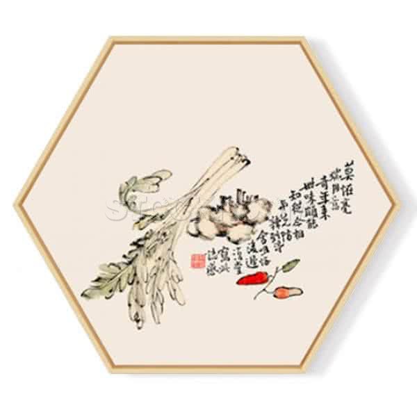 Stockroom Artworks - Hexagon Canvas Wall Art - Vegetables - More Sizes
