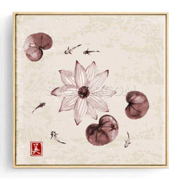 Stockroom Artworks - Square Canvas Wall Art - Lotus and Fishes - More Sizes