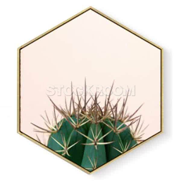 Stockroom Artworks - Hexagon Canvas Wall Art - Blush Pink Cactus - More Sizes