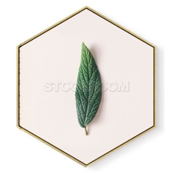 Stockroom Artworks - Hexagon Canvas Wall Art - Single Leaf - More Sizes