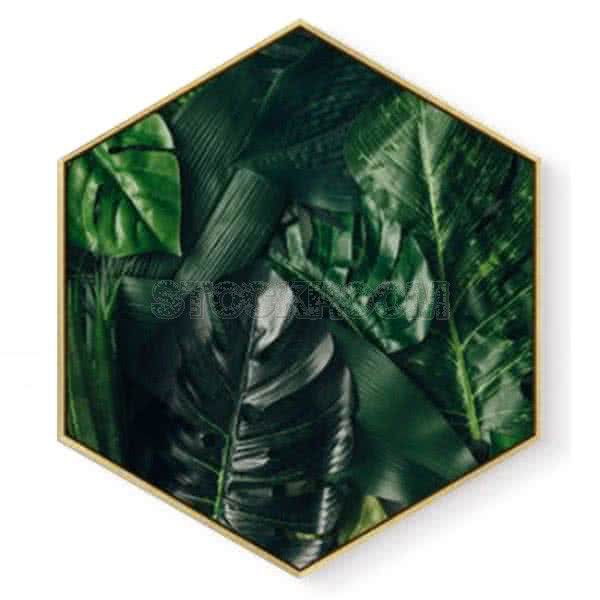 Stockroom Artworks - Hexagon Canvas Wall Art - Botanical Leaves - More Sizes