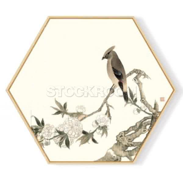 Stockroom Artworks - Hexagon Canvas Wall Art - Vintage Bird - More Sizes