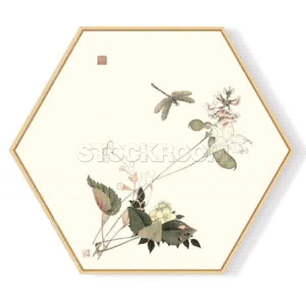 Stockroom Artworks - Hexagon Canvas Wall Art - Dragon Fly - More Sizes