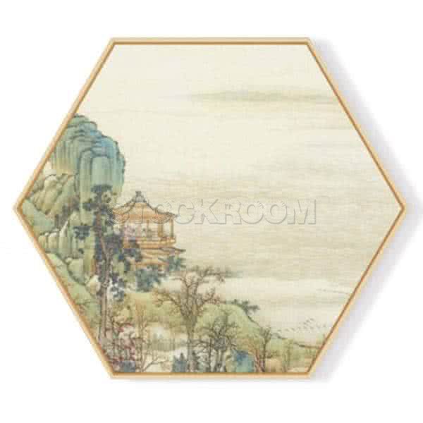 Stockroom Artworks - Hexagon Canvas Wall Art - Cliffside Pavilion - More Sizes