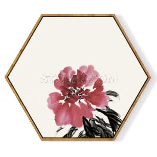 Stockroom Artworks - Hexagon Canvas Wall Art - Single Flower - More Sizes
