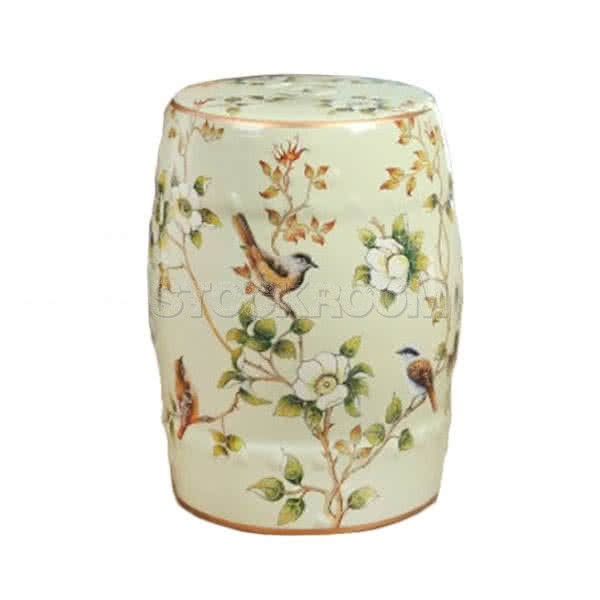 Pagoda Modern Chinese Painting Ceramic Drum Stool