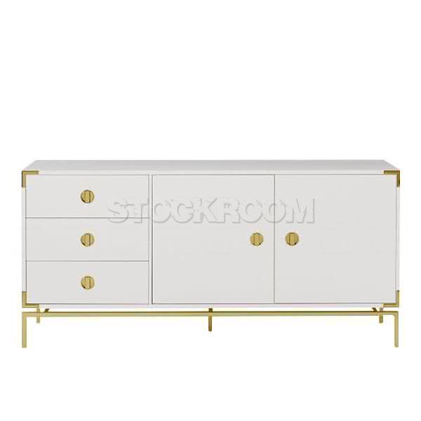 Fabrizio White Sideboard Cabinet with Brass Detail