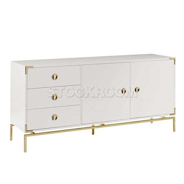 Fabrizio White Sideboard Cabinet with Brass Detail