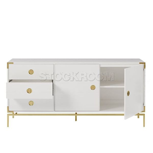 Fabrizio White Sideboard Cabinet with Brass Detail