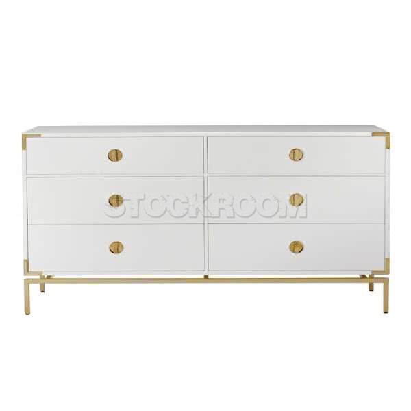 Fabrizio White Dresser with Brass Detail