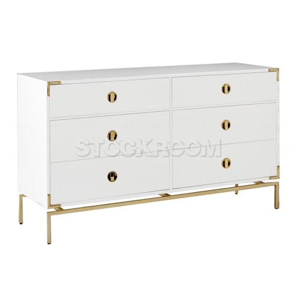 Fabrizio White Dresser with Brass Detail