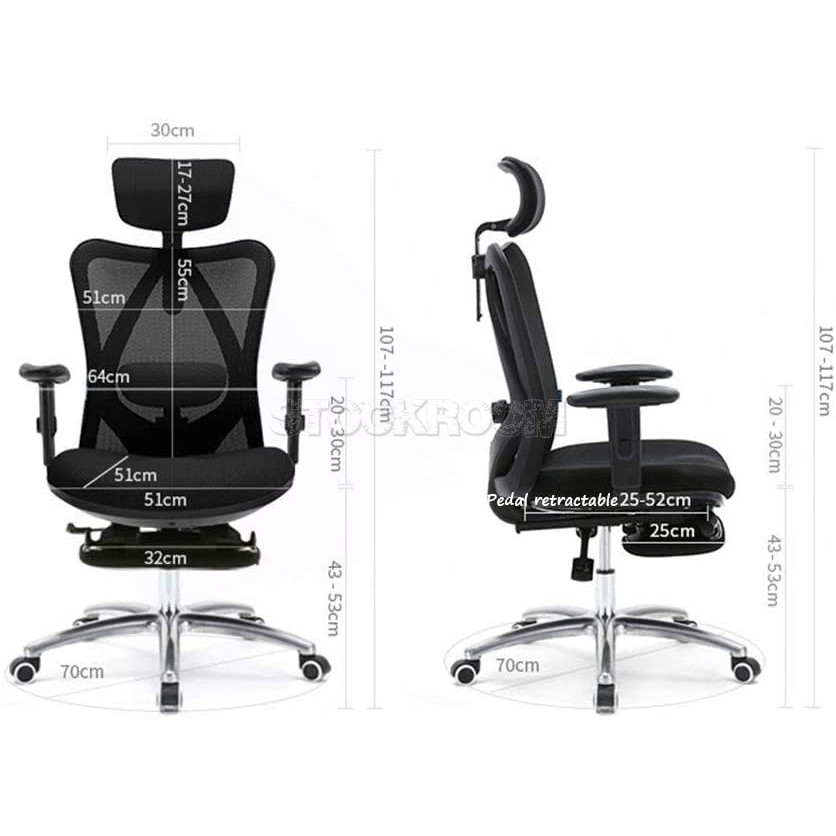 Dexter Style Ergonomic Mid-back Office Chair with foot stool