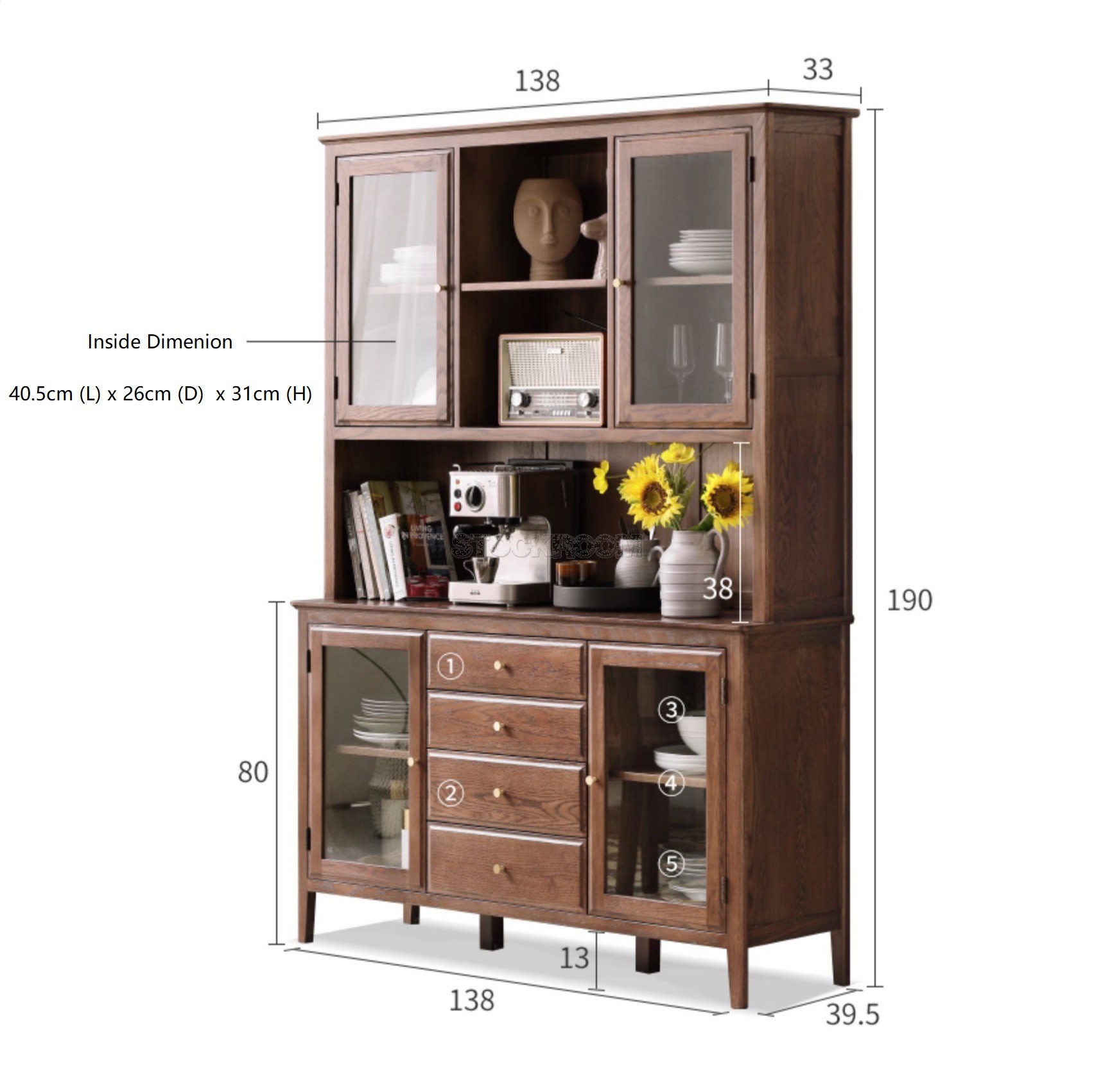 Divano Solid Wood Tall Kitchen Cabinet 