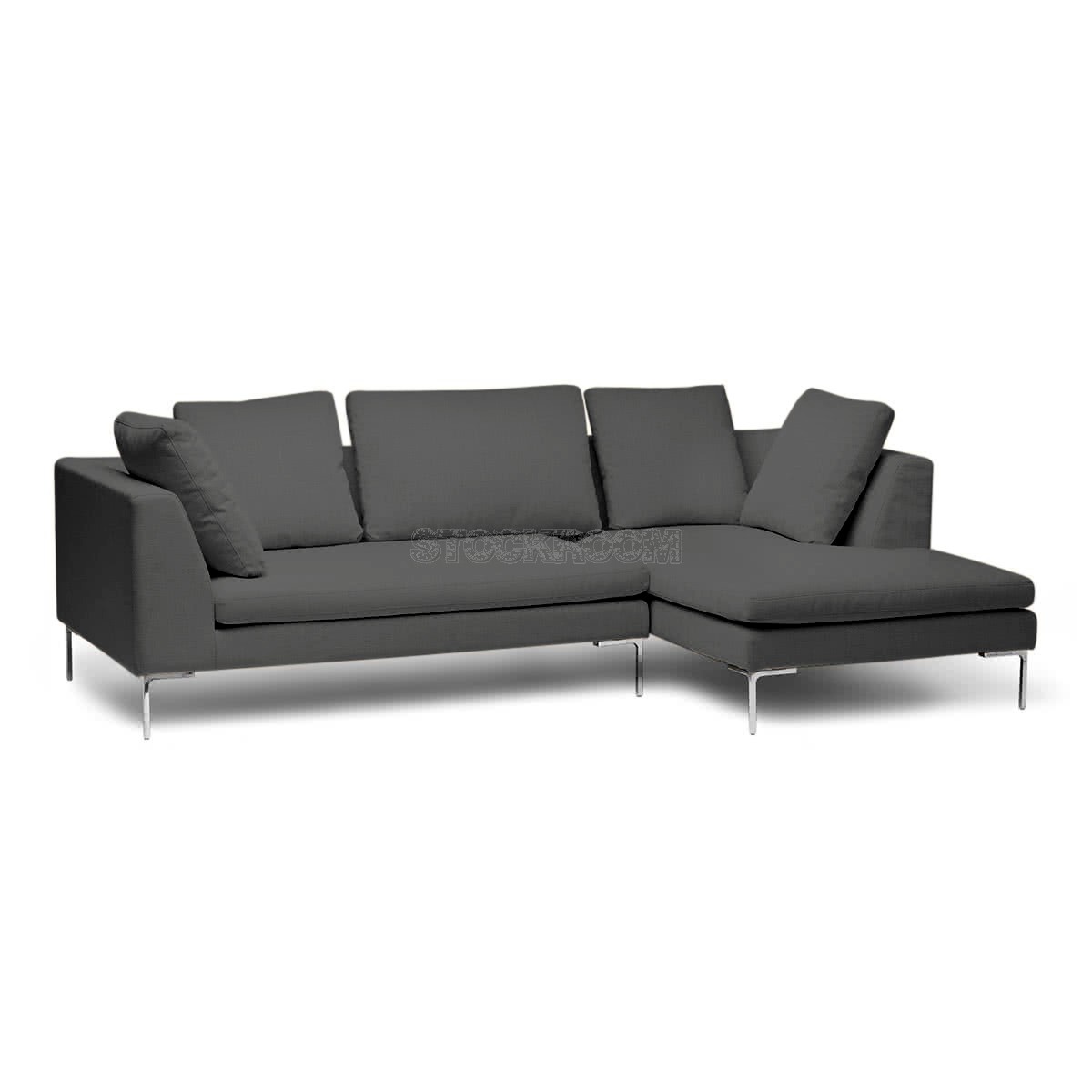 Domino Fabric Feather Down Sofa - L Shape / Sectional Sofa