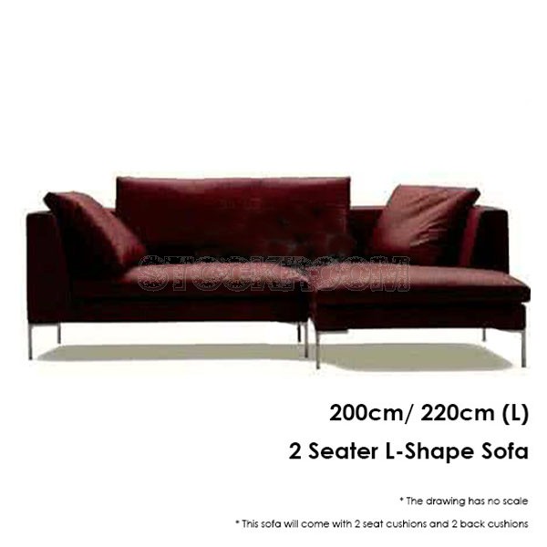 Domino Leather Feather Down Corner Sofa - L Shape