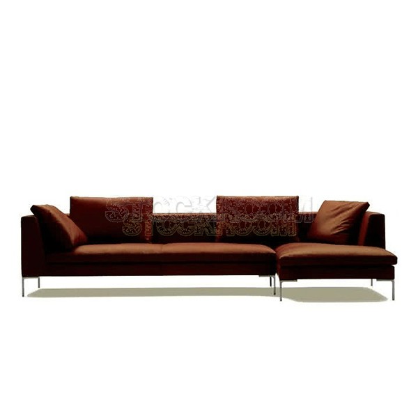 Domino Leather Feather Down Corner Sofa - L Shape