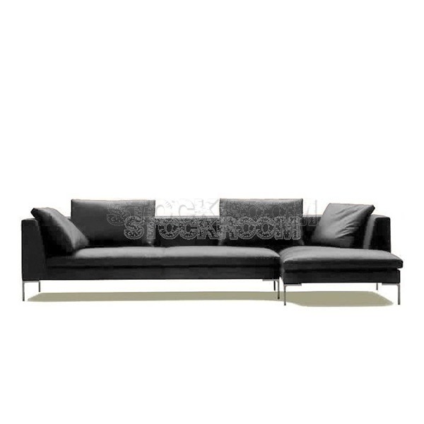 Domino Leather Feather Down Corner Sofa - L Shape