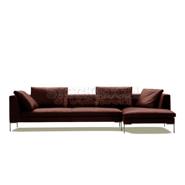 Domino Leather Feather Down Corner Sofa - L Shape