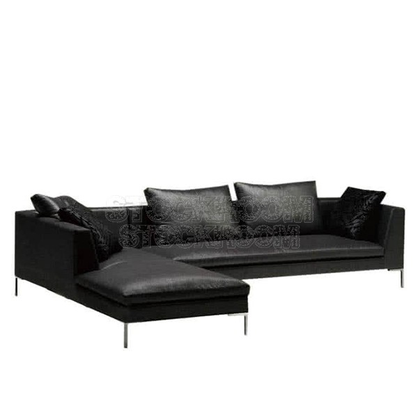 Domino Leather Feather Down Corner Sofa - L Shape