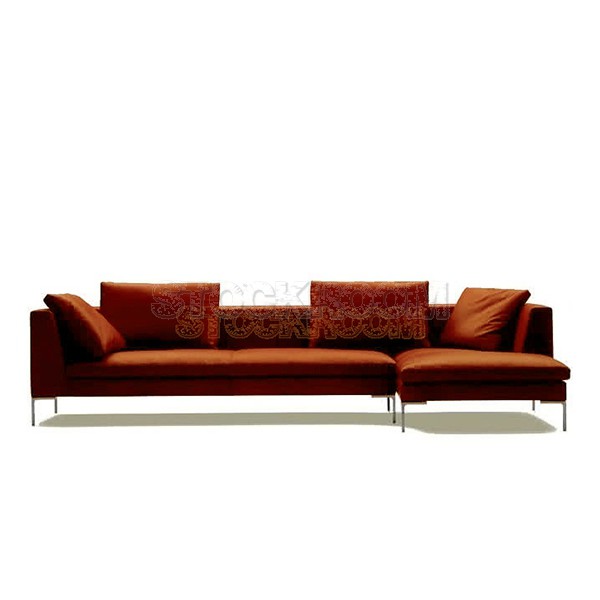 Domino Leather Feather Down Corner Sofa - L Shape