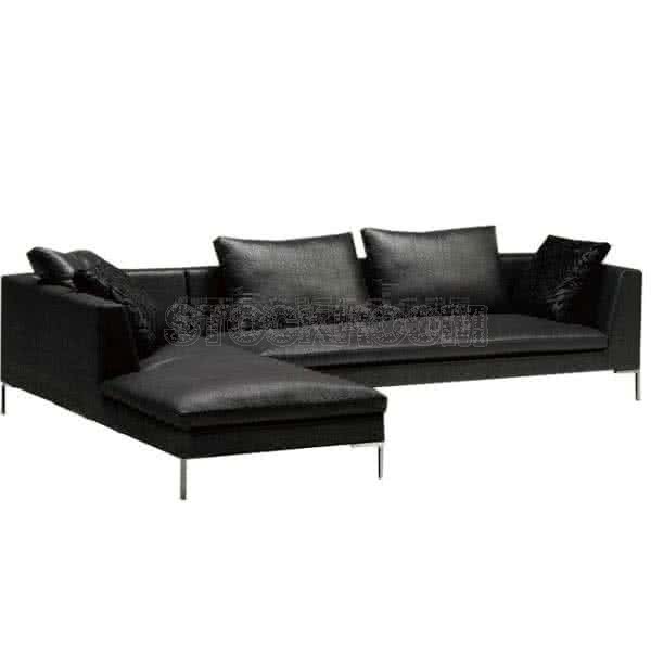 Domino Leather Feather Down Corner Sofa - L Shape