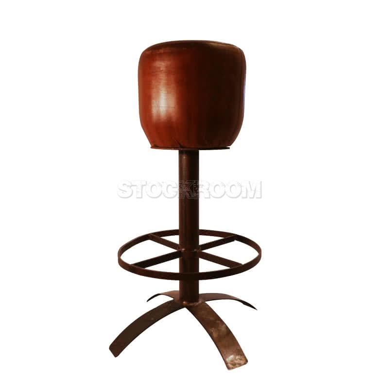 Durden Vintage Style Leather Stool