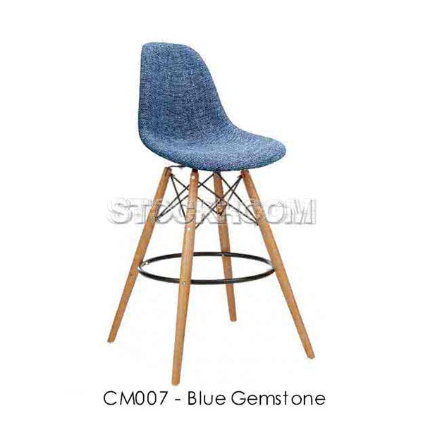 Eames DSW Style Bar Stool - Upholstered - Full Fabric