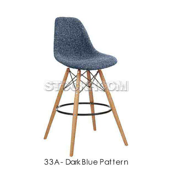 Eames DSW Style Bar Stool - Upholstered - Full Fabric