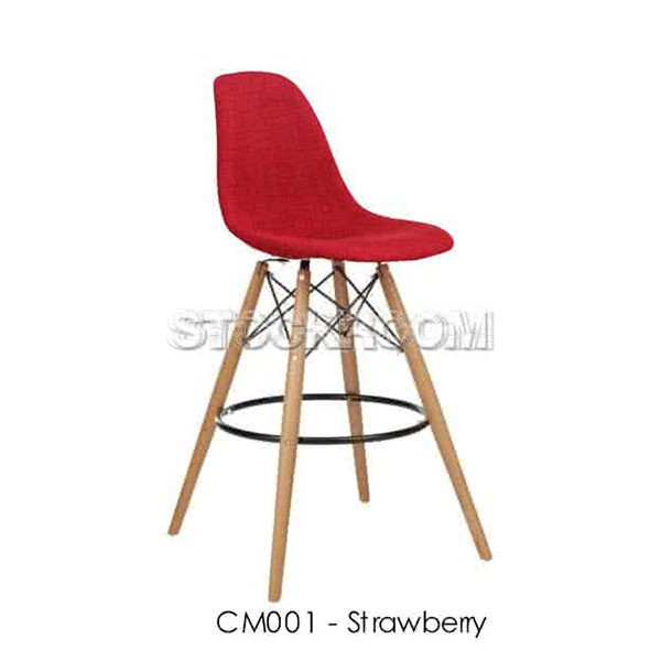 Eames DSW Style Bar Stool - Upholstered - Full Fabric