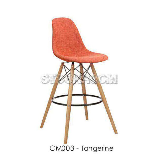 Eames DSW Style Bar Stool - Upholstered - Full Fabric