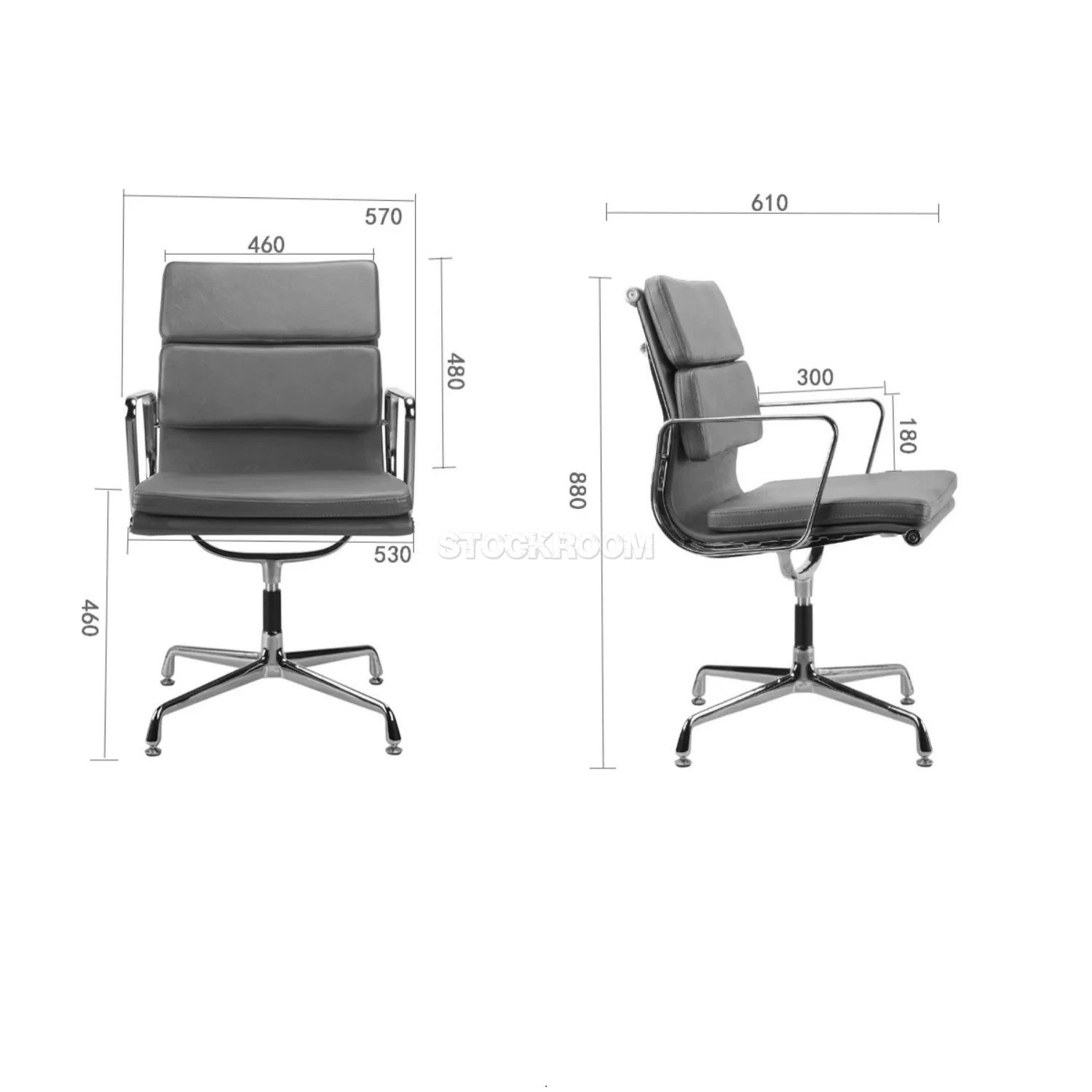 Eames Style Fabric Softpad Lowback Fixed Office Chair (Without Armrest)