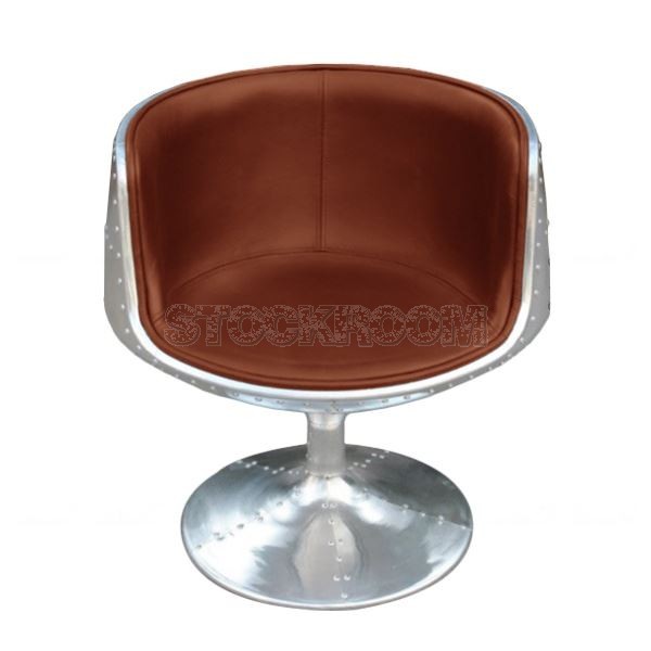 Earhart Aviator Leather Swivel Armchair